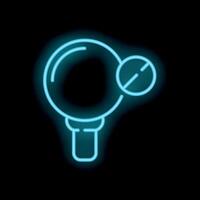 Neon ping pong paddle and ball glowing on black background vector
