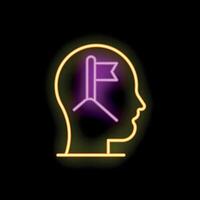 Neon head with flag inside symbolizing goal setting vector