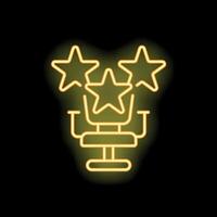 Neon icon of office chair with three stars representing success and achievement vector