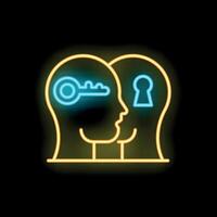 Neon icon of two people sharing knowledge and problem solving vector