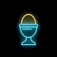 Neon icon of egg in egg cup glowing on black background vector