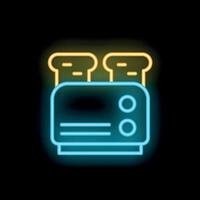 Neon toaster with slices of bread making toast for breakfast vector