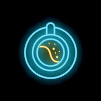 Neon sign showing steaming cup of coffee on a saucer vector