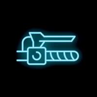 Neon icon of electric hand planer tool with rotating blade for woodworking vector