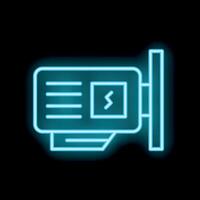 Neon graphic card icon glowing on dark background vector