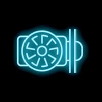 Glowing neon icon of computer gpu showing concept of gaming and cryptocurrency mining vector