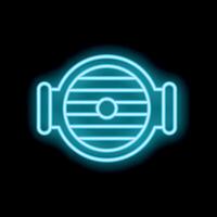 Blue neon sign showing barbecue grill on black background with copy space vector