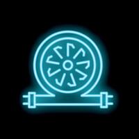 Neon sign representing a water pump with its turbine visible vector