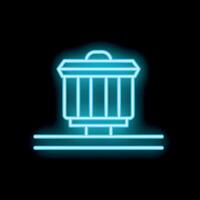 Neon sign icon of a train car moving on rails, transportation concept vector