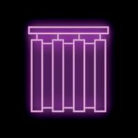 Glowing neon sign representing window blinds on a black background vector