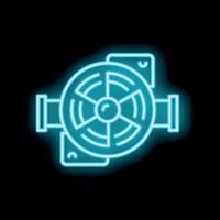 Neon icon of water pump with filter for plumbing system vector