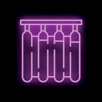 Glowing neon line oxygen cylinder icon isolated on black background vector