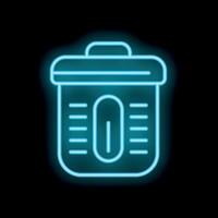 Blue neon trash can glowing on a black background vector