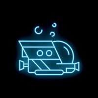 Neon icon of a submarine exploring the ocean depths vector