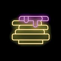 Neon style icon of delicious stack of pancakes with syrup drizzled on top vector