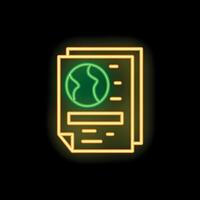 Neon icon of documents for world politics representing global affairs vector