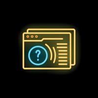 Neon online faq concept with browser window and question mark symbol vector