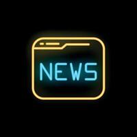 Neon sign showing a news webpage on black background vector