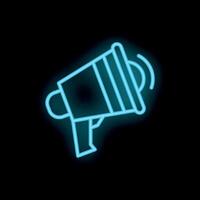 Neon megaphone shining, broadcasting news and announcing message vector