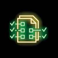 Neon green check marks completing tasks on document icon vector