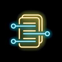 Neon icon of digital documents sharing connection vector