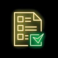 Neon sign of a checklist being completed successfully vector