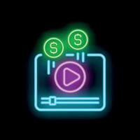 Neon sign representing making money from streaming platform vector