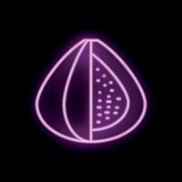 Neon sign of a fresh fig with a glowing purple outline on a black background vector
