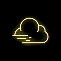 Neon yellow wind blowing cloud icon on black background vector