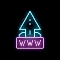 Neon www sign with arrow pointing up on a road vector