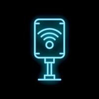 Neon wifi sign showing public network access point vector