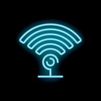 Neon icon of webcam broadcasting live streaming content vector