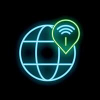Neon location pin showing global wifi hotspot availability vector