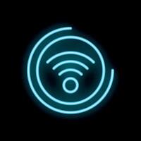Neon wifi symbol with swirls on black background vector