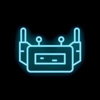 Neon router icon glowing on dark background vector