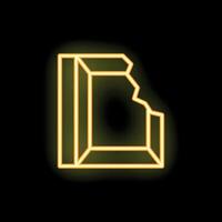 Broken neon sign displaying letter d on black background vector