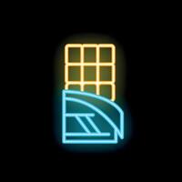 Neon sign showing a delicious chocolate bar with wrapper vector