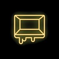 Yellow neon sign of melting empty frame on a black background vector