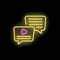 Neon message notification icon glowing on black background vector