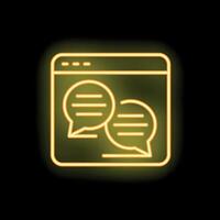 Neon icon of online chatting on website vector