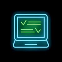 Neon laptop showing checklist for digital task management vector
