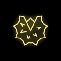 Bright yellow neon sign symbolizing a chestnut, glowing on a black background vector