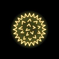 Neon yellow virus spore glowing on black background vector