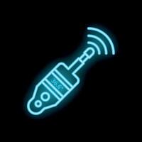Neon digital infrared thermometer showing normal temperature icon vector