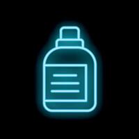 Neon bottle glowing on black background with blank label vector