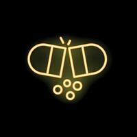 Neon icon of open capsule pill releasing medicine vector