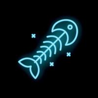 Neon fishbone glowing on black background vector