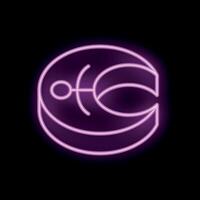 Glowing neon icon of salmon steak on black background vector