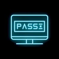 Neon blue computer screen displaying password protection notification icon vector