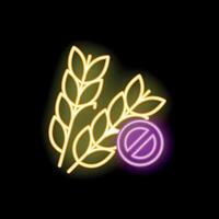 Neon sign representing gluten intolerance with wheat and forbidden symbol vector